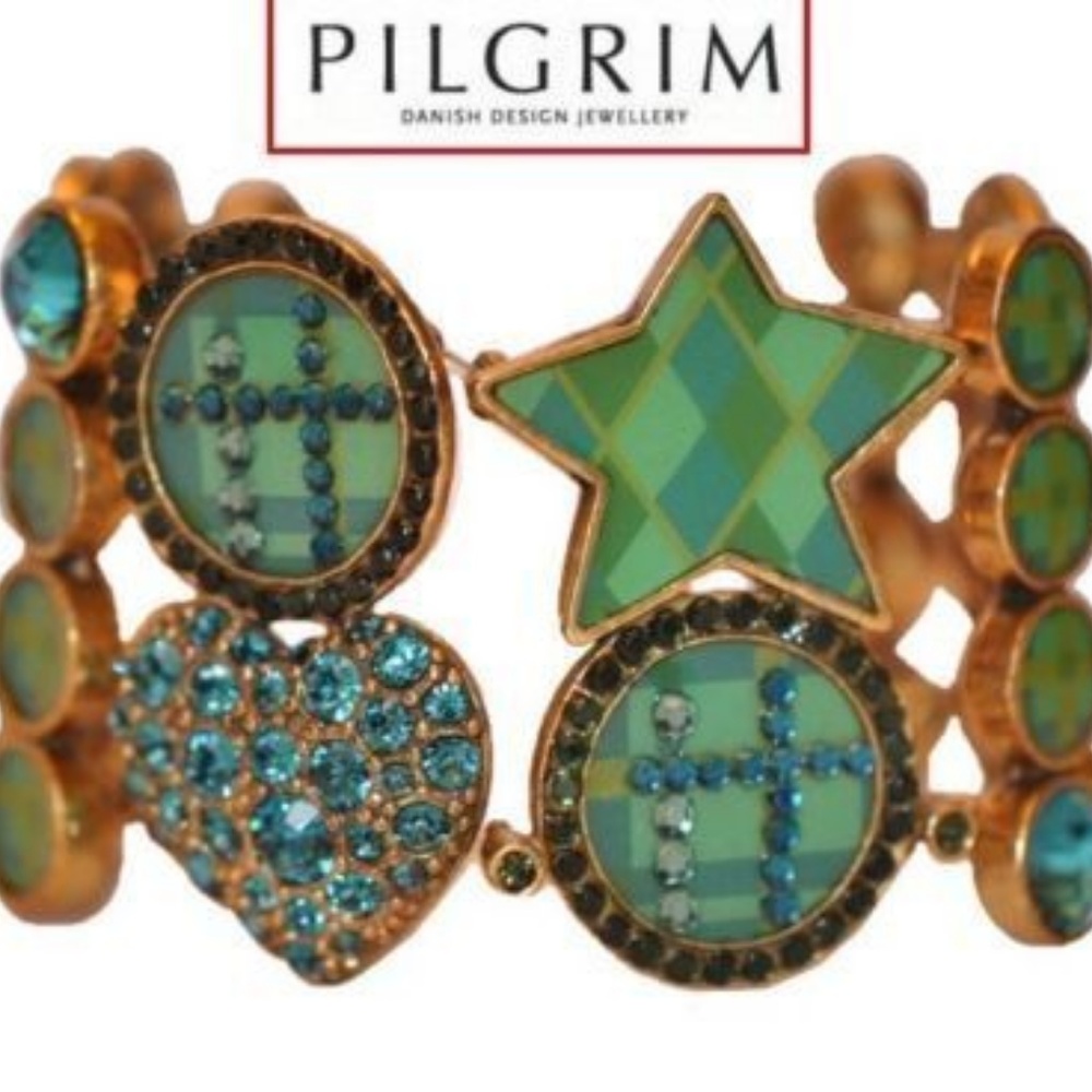 PILGRIM ENAMELED GOLD BRACELET WITH RHINESTONES